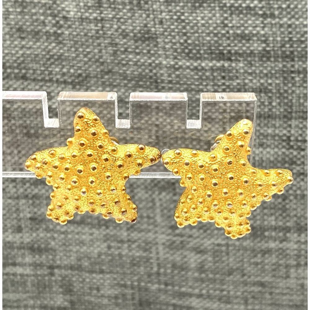 Anne Klein Starfish Earrings Gold Tone Vintage